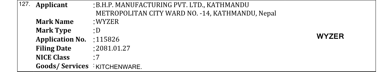 Original bulletin entry for WYZER
