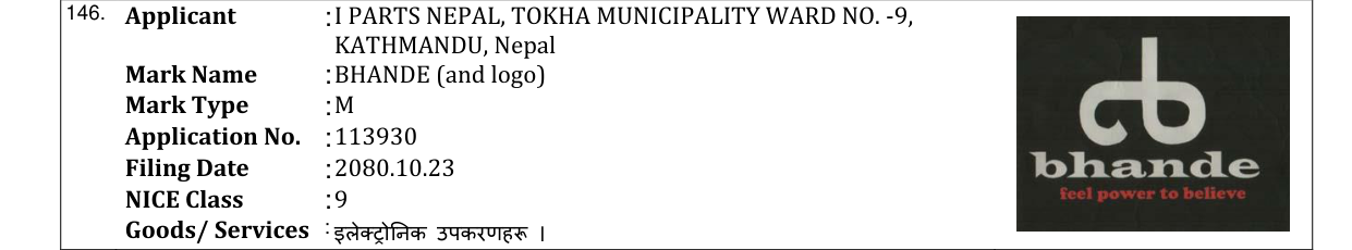 Original bulletin entry for BHANDE (and logo)