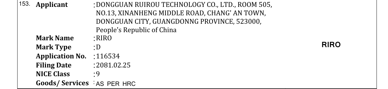 Original bulletin entry for RIRO