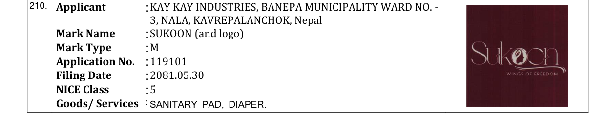 Original bulletin entry for SUKOON (and logo)