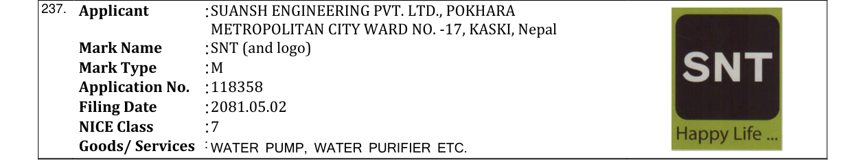 Original bulletin entry for SNT (and logo)
