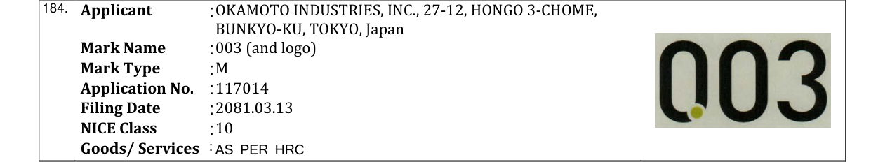 Original bulletin entry for 003 (and logo)
