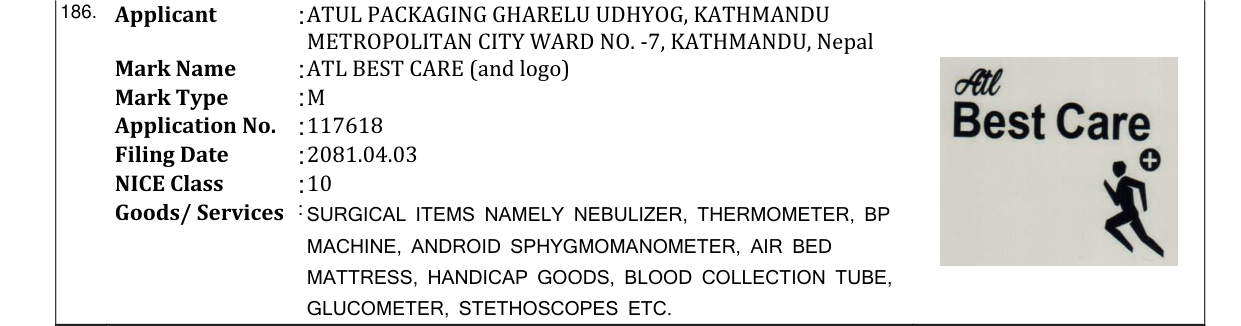 Original bulletin entry for ATL BEST CARE (and logo)