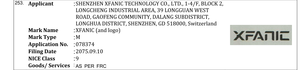 Original bulletin entry for XFANIC (and logo)