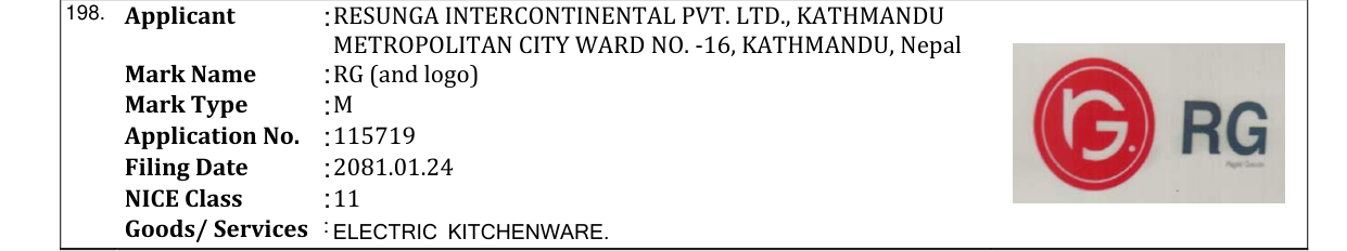 Original bulletin entry for RG (and logo)