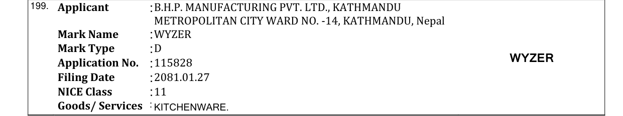 Original bulletin entry for WYZER