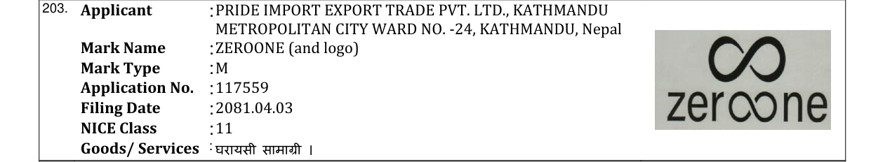 Original bulletin entry for ZEROONE (and logo)