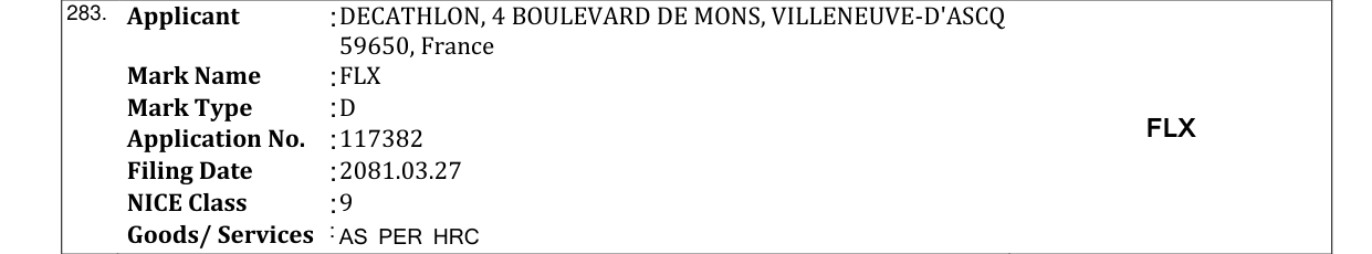 Original bulletin entry for FLX