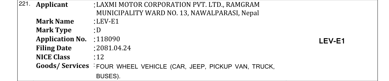 Original bulletin entry for LEV-E1