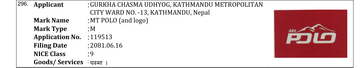 Original bulletin entry for MT POLO (and logo)