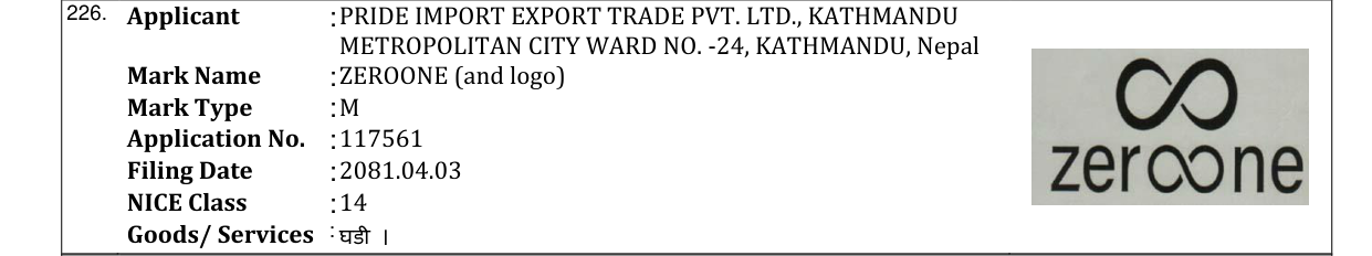 Original bulletin entry for ZEROONE (and logo)
