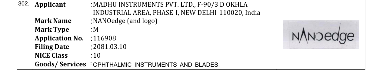Original bulletin entry for NANOedge (and logo)