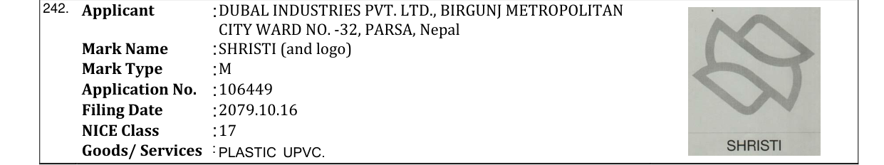 Original bulletin entry for SHRISTI (and logo)