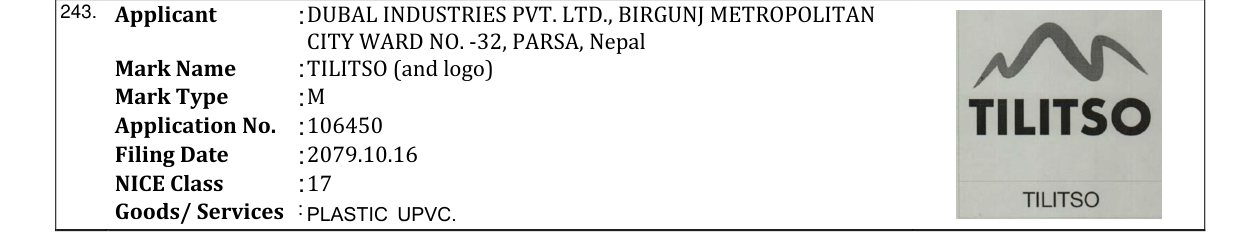 Original bulletin entry for TILITSO (and logo)