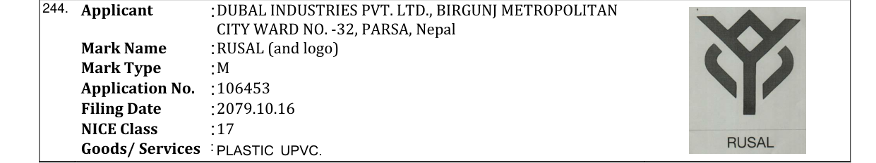 Original bulletin entry for RUSAL (and logo)