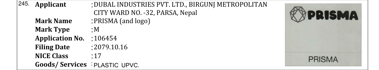 Original bulletin entry for PRISMA (and logo)