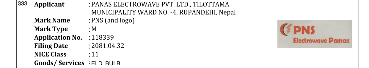 Original bulletin entry for PNS (and logo)