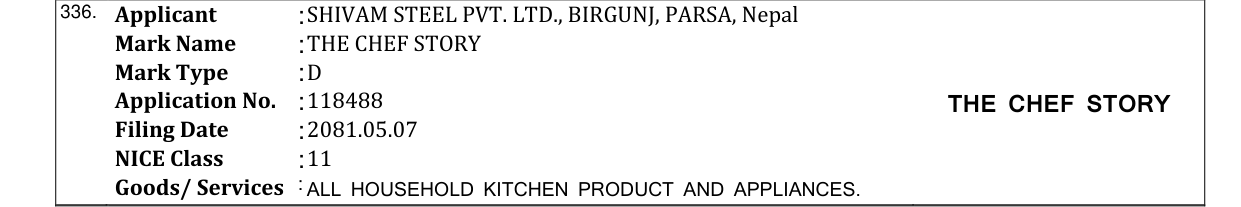 Original bulletin entry for THE CHEF STORY