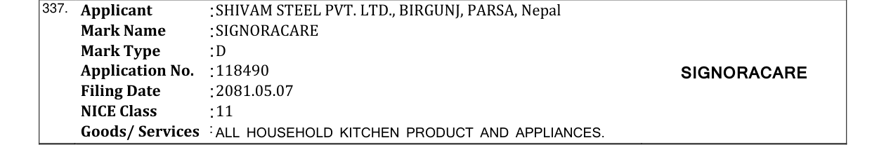 Original bulletin entry for SIGNORACARE