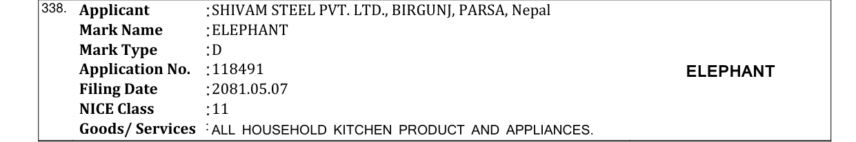 Original bulletin entry for ELEPHANT