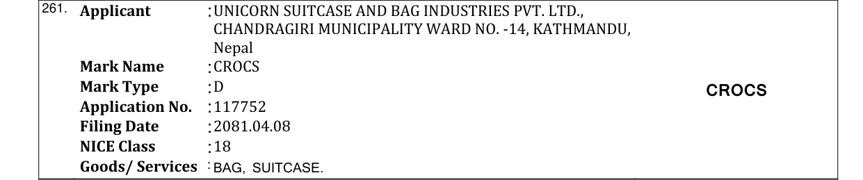 Original bulletin entry for CROCS