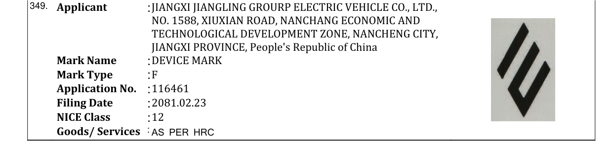 Original bulletin entry for DEVICE MARK