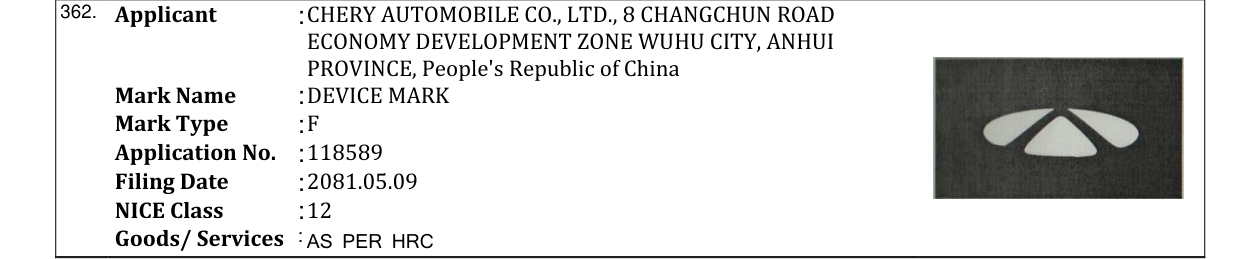 Original bulletin entry for DEVICE MARK