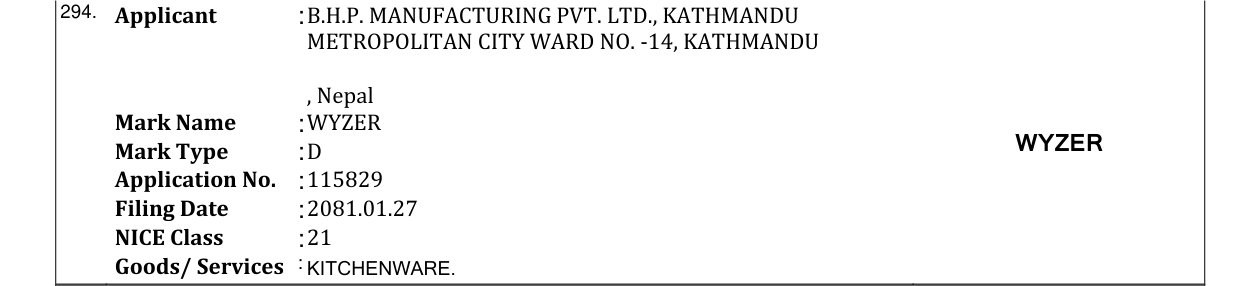 Original bulletin entry for WYZER
