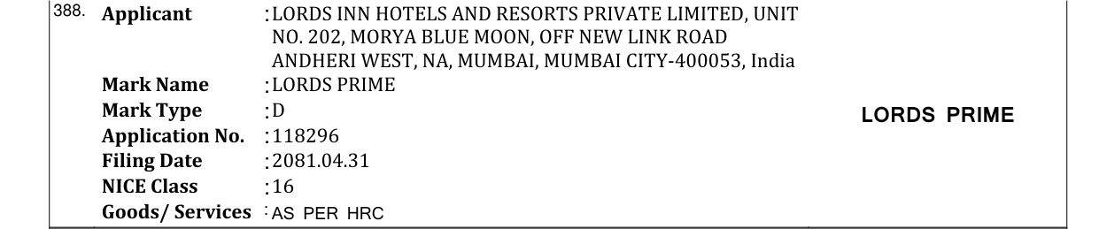 Original bulletin entry for LORDS PRIME