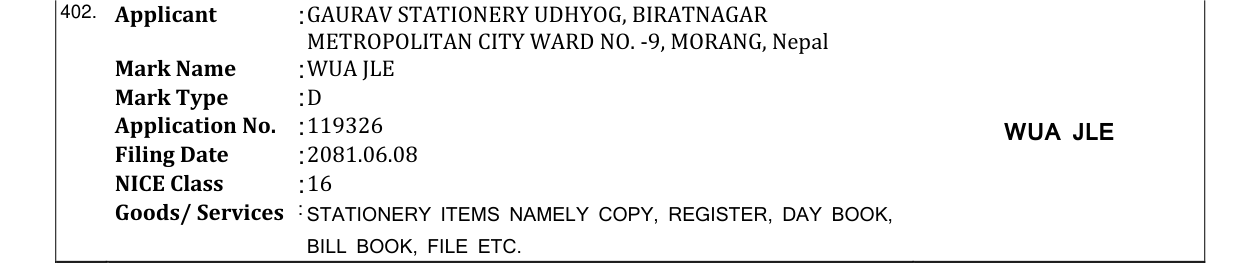 Original bulletin entry for WUA JLE
