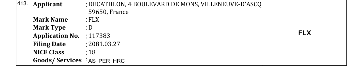 Original bulletin entry for FLX
