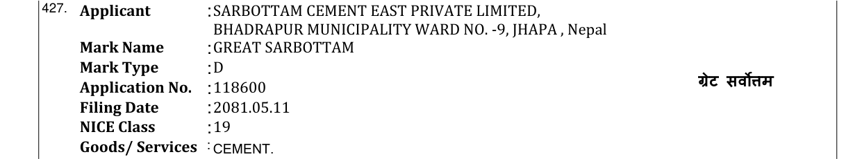 Original bulletin entry for GREAT SARBOTTAM