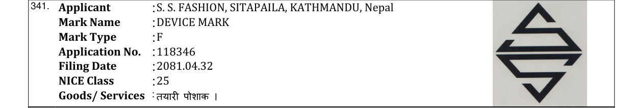 Original bulletin entry for DEVICE MARK