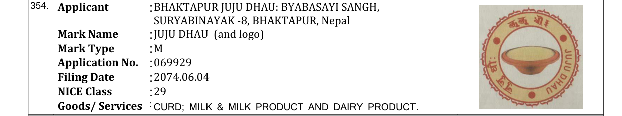 Original bulletin entry for JUJU DHAU (and logo)