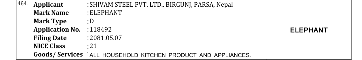 Original bulletin entry for ELEPHANT