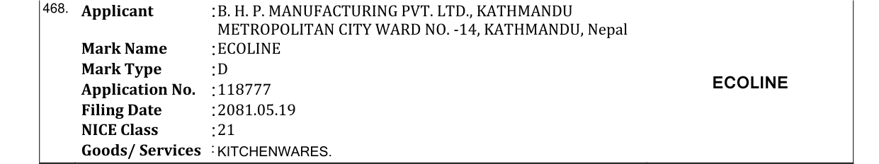 Original bulletin entry for ECOLINE