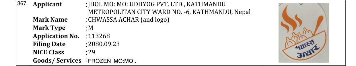 Original bulletin entry for CHWASSA ACHAR (and logo)