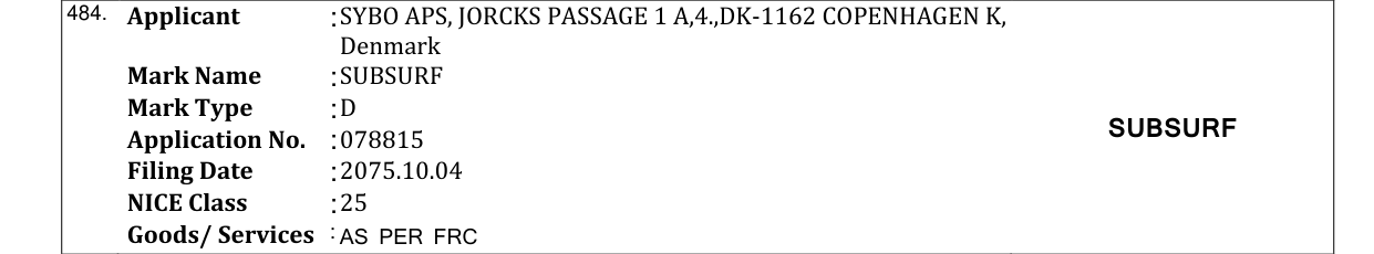 Original bulletin entry for SUBSURF
