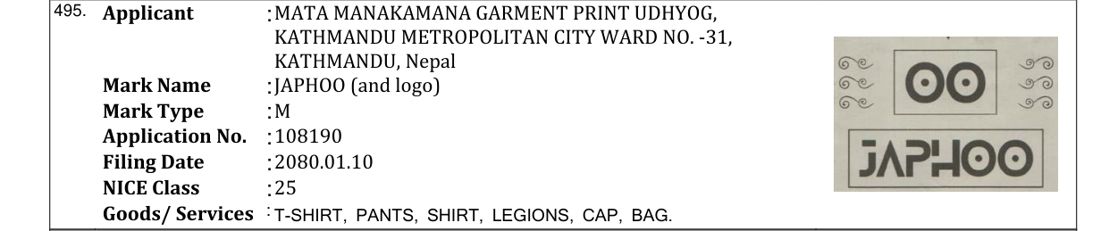 Original bulletin entry for JAPHOO (and logo)