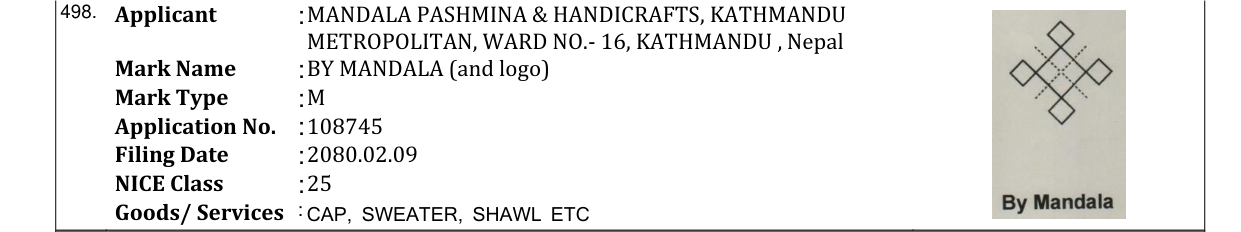 Original bulletin entry for BY MANDALA (and logo)