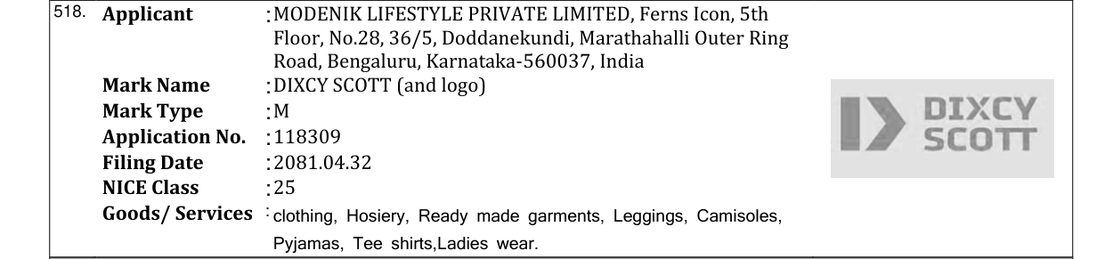 Original bulletin entry for DIXCY SCOTT (and logo)