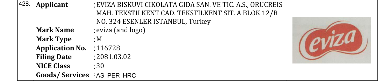 Original bulletin entry for eviza (and logo)