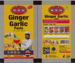 NDH GINGER GARLIC PASTE (and logo) trademark logo