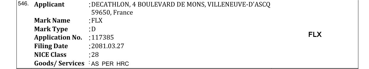Original bulletin entry for FLX