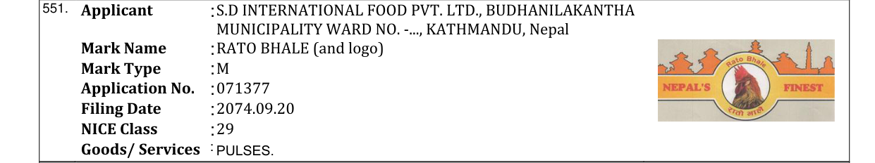 Original bulletin entry for RATO BHALE (and logo)