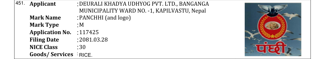 Original bulletin entry for PANCHHI (and logo)