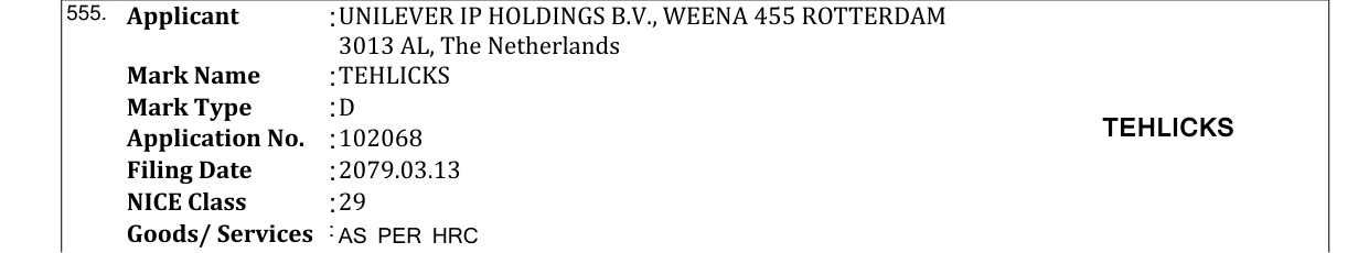 Original bulletin entry for TEHLICKS