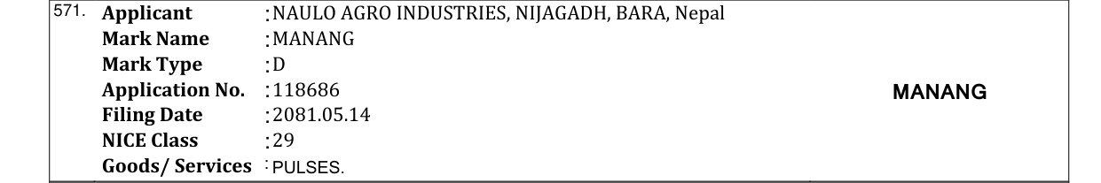 Original bulletin entry for MANANG