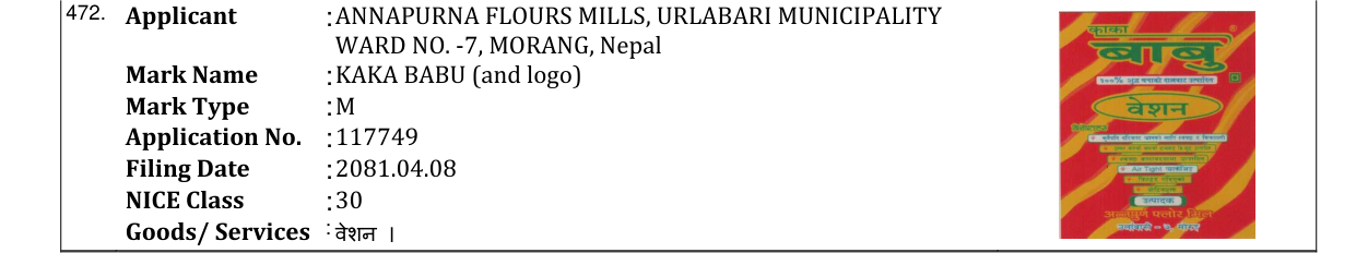 Original bulletin entry for KAKA BABU (and logo)