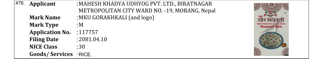 Original bulletin entry for MKU GORAKHKALI (and logo)